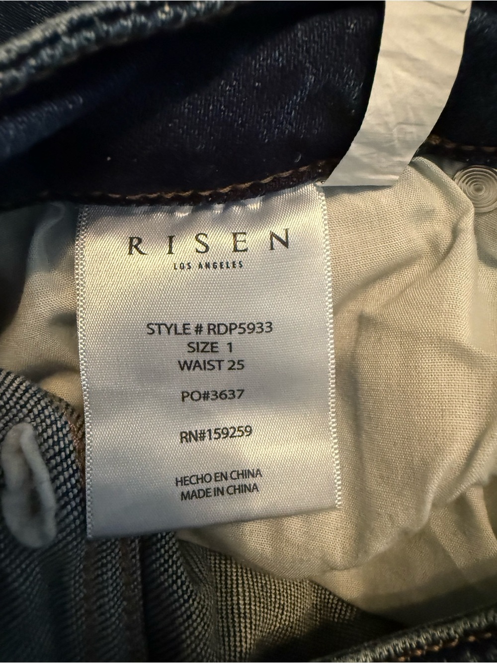Risen, barrel, whiskered, High-Rise Wide Leg Jeans — Dark Blue Wash - Picture 7 of 8